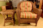 50% OFF- Quality Indoor/Outdoor Wicker Club Chair / End table