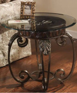 Elegant glass top round end table 19h x 30w