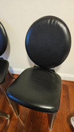 Black Leather Contemporary Dining/Kitchen Table Chairs