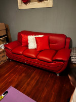 Leather couch set with coffee table