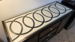 Dining Room Set. Kitchen Table with Leaf. Glass Top. Buffet Cabinet.