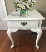Creamy White All Wood Side Table or End Table or Nightstand