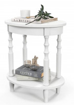 White Oval Side Table Nightstand