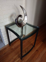 Curved Glass Top Side Table
