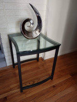 Curved Glass Top Side Table