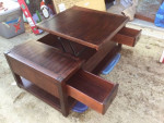 Coffee Table Solid Wood Tilt Up Top With Storage Two Large Draws On Wh