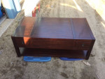 Coffee Table Solid Wood Tilt Up Top With Storage Two Large Draws On Wh