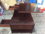 Coffee Table Solid Wood Tilt Up Top With Storage Two Large Draws On Wh