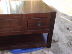 Coffee Table Solid Wood Tilt Up Top With Storage Two Large Draws On Wh