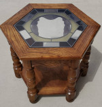 Hexagon Shaped End Table w/Stained Glass Top