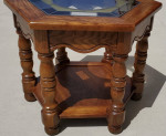 Hexagon Shaped End Table w/Stained Glass Top