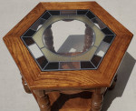 Hexagon Shaped End Table w/Stained Glass Top