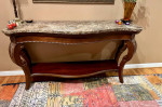 Beautiful Wood Console Table with Stone Top by Bernhardt