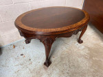 Antique Inlaid Oval Coffee Table. Height 18.5” width 44” Depth 29”