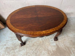 Antique Inlaid Oval Coffee Table. Height 18.5” width 44” Depth 29”