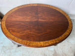 Antique Inlaid Oval Coffee Table. Height 18.5” width 44” Depth 29”