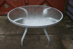 Glass Top Patio Table with Umbrella Hole
