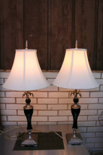 Elegant Table Lamp Pair Silver and Black