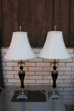 Elegant Table Lamp Pair Silver and Black