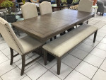 Rustic Dining Table with 4 Chairs and a bench
