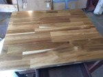 Dark Walnut Kitchen Utility Table with Acacia Top