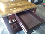 Dark Walnut Kitchen Utility Table with Acacia Top