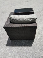 Kevin Charles outdoor chair and glass top coffee table