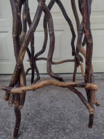 NATURAL WOOD TALL TABLE with MARBLE TOP