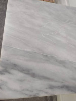 NATURAL WOOD TALL TABLE with MARBLE TOP