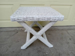 WHITE RATTAN STOOL, OTTOMAN OR END TABLE - 2 AVAILABLE