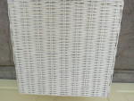 WHITE RATTAN STOOL, OTTOMAN OR END TABLE - 2 AVAILABLE