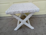 WHITE RATTAN STOOL, OTTOMAN OR END TABLE - 2 AVAILABLE
