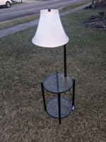 Black metal /glass End Table with built-in Lamp