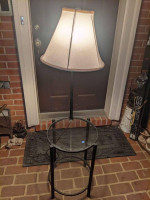 Black metal /glass End Table with built-in Lamp