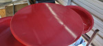 Red Pub Table and 2 Stools