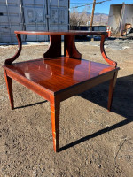 Mid Century Mahogany Corner Step End Table 2 Tier Corner End Table