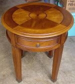 Round Inlay Cherry End Table with 1 Drawer T-247-6