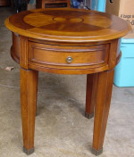 Round Inlay Cherry End Table with 1 Drawer T-247-6