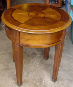 Round Inlay Cherry End Table with 1 Drawer T-247-6