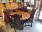 Rustic 48" Round Copper Table and 4 chairs