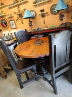 Rustic 48" Round Copper Table and 4 chairs
