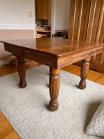 Sold square oak dining table and 4 chairs