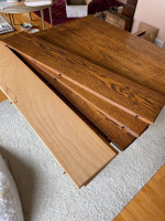 Sold square oak dining table and 4 chairs