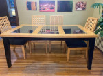 Ashley Furniture Wood and Glass table and 8 chairs
