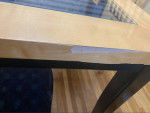 Ashley Furniture Wood and Glass table and 8 chairs