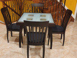 LUXURY, CALLIGARIS DINING ROOM SET - SQUARE EXTENDABLE TABLE+4 CHAIRS