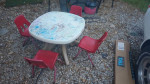 table set for kids 30 x 30 n 20 inch tall $20 .  chairs $7 ea.  c my other items