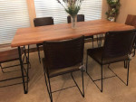 Live Edge Solid Acacia Wood Dining Table and Chairs