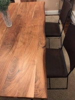 Live Edge Solid Acacia Wood Dining Table and Chairs