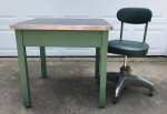 Pair Industrial Lab Table with Tanker Office Chair Cosco 1967